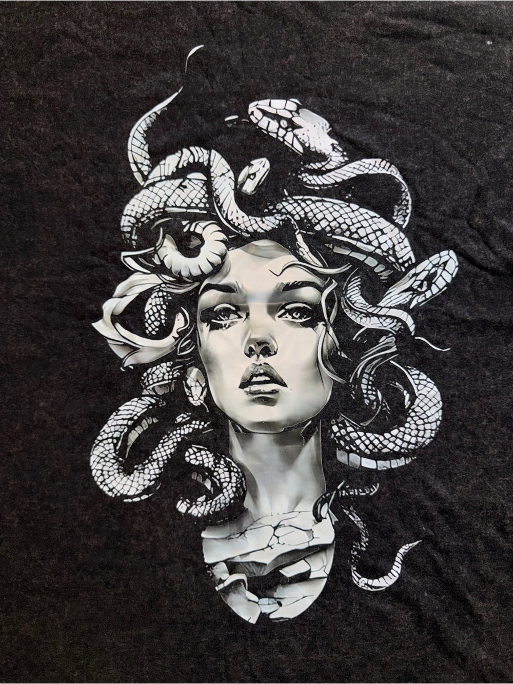 Medusa Graphic Acid Wash Tee | Black Vintage Streetwear T-Shirt - Picture 2 of 7